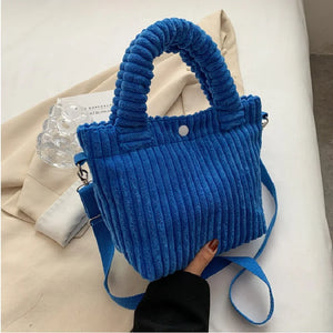 Corduroy Bucket Bag Crossbody Handbag for Women