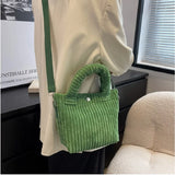Corduroy Bucket Bag Crossbody Handbag for Women