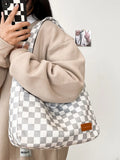 Corduroy Canvas Shoulder Tote Bags For Women Lattice Women's Hasp Handbag