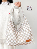Corduroy Canvas Shoulder Tote Bags For Women Lattice Women's Hasp Handbag