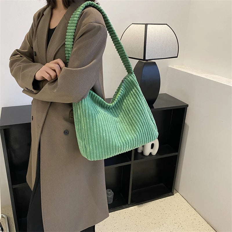 Corduroy Casual Women's Shoulder Bag Large Tote Bags