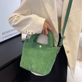 Corduroy Casual Women's Crossbody Bag Cotton Zipper Tote Handbags