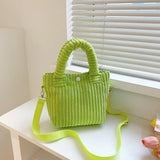 Women's Corduroy Shoulder Bag Zipper Tote Purse