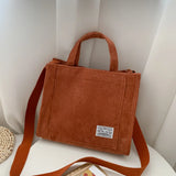 Corduroy Women's Tote Shoulder Bag Retro Canvas Crossbody Handbag