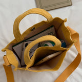 Corduroy Casual Tote Shoulder Bag Art Canvas Crossbody Handbag for Women