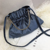 Corduroy Chain Messenger Bag Women's Bucket Bag Velvet Shoulder Bags