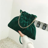 Corduroy Chain Messenger Bag Women's Bucket Bag Velvet Shoulder Bags