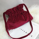 Corduroy Chain Messenger Bag Women's Bucket Bag Velvet Shoulder Bags