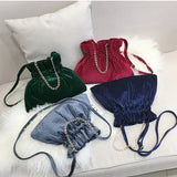 Corduroy Chain Messenger Bag Women's Bucket Bag Velvet Shoulder Bags