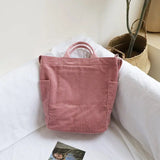 Corduroy Cloth Handbags Large Capacity Shoulder Tote Bag