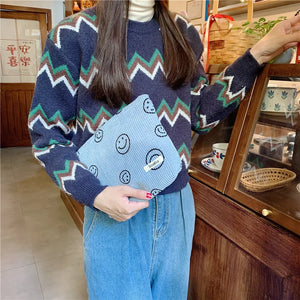 Corduroy Cosmetic Bag Smile&Dots Makeup Organizer Storage Bag Girls Pencil Case