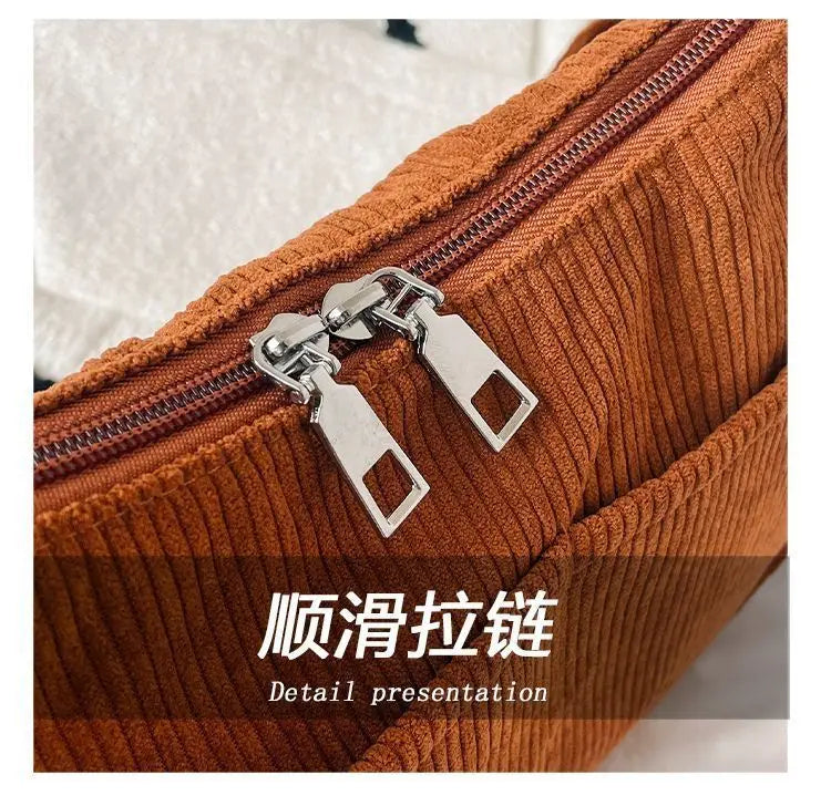 Corduroy Crossbody Bag for Women Casual Large Capacity Shoulder Bag