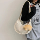 Corduroy Crossbody Bag for Women Casual Large Capacity Shoulder Bag