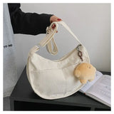 Corduroy Crossbody Bag for Women Solid Color Large Capacity Shoulder Bag