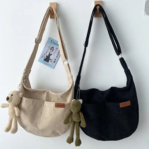 Corduroy Crossbody Bags for Women Youth Hobos Shoulder Bag