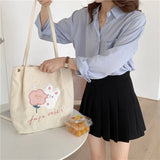 Corduroy Girl Embroidery Student Schoolbag Top-handle Literature Handbag