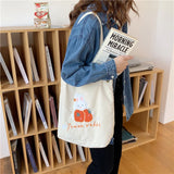 Corduroy Girl Embroidery Student Schoolbag Top-handle Literature Handbag