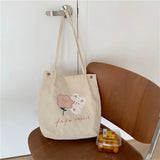 Corduroy Girl Embroidery Student Schoolbag Top-handle Literature Handbag