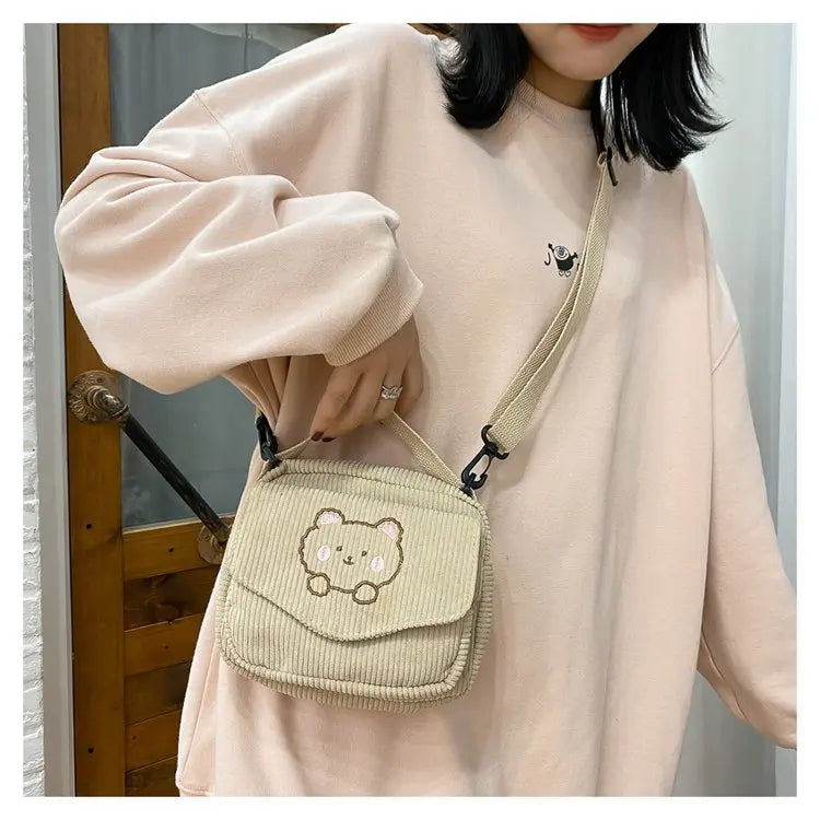 Corduroy Embroidered Totes Purses for Women