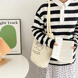 Corduroy Embroidery Women Large Shoulder Bag Schoolgirls Daily Book Tote Travel