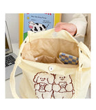 Corduroy Embroidery Women Large Shoulder Bag Schoolgirls Daily Book Tote Travel
