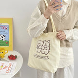 Corduroy Embroidery Women Large Shoulder Bag Schoolgirls Daily Book Tote Travel