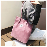 Corduroy Shoulder Bags Women Soft Storage Reusable Totes Bag