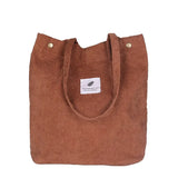 Corduroy Shoulder Bags Women Soft Storage Reusable Totes Bag