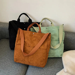 Corduroy Large Capacity Shoulder Bag for Women
