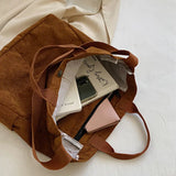 Corduroy Large Capacity Shoulder Bag for Women