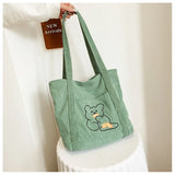 Corduroy Ladies Handbag Large Capacity Canvas Tote Bag