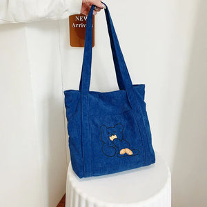 Corduroy Ladies Handbag Large Capacity Canvas Tote Bag