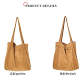 Corduroy Large Capacity Women's Handbag Shoulder Bag Style Leisure Shopping Bags