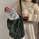 Corduroy Large Capacity Women's Handbag Shoulder Bag Style Leisure Shopping Bags