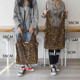 Leopard Print Shoulder Tote Bag Corduroy Large Capacity Handbag