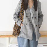 Leopard Print Shoulder Tote Bag Corduroy Large Capacity Handbag