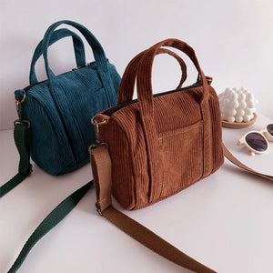 Corduroy Mini Tote Bag Handbags, Autumn Winter Small Solid Crossbody Bags