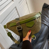 Japanese Women Corduroy Chest Bag Large Capacity Crossbody Bags