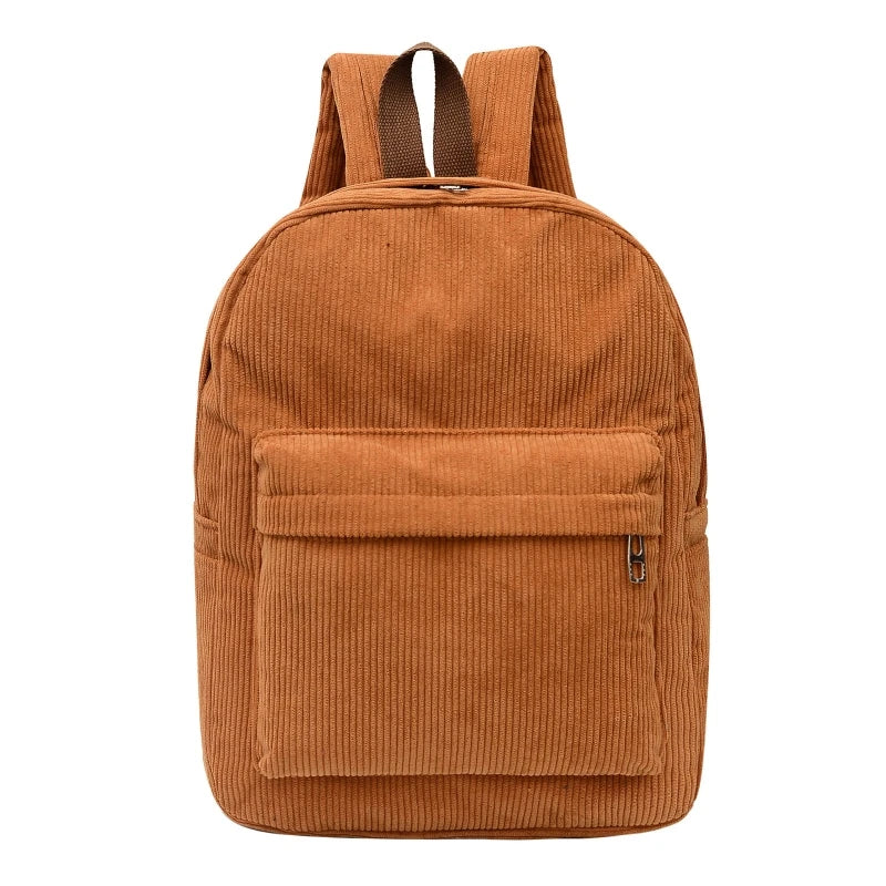 Corduroy School Bag Soft Shoulder Backpack for Toddlers, Daily Casual Lunch