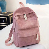 Corduroy Schoolbag for Teenagers Girls College Style Backpack