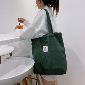 Corduroy Shopping Bag for Women Soft Handbags