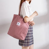 Corduroy Shopping Bag for Women Soft Handbags