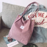 Corduroy Shoulder Bag Reusable Shopping Bags Casual Tote Female Handbag