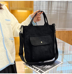 Vintage Corduroy Shoulder Bag for Women