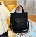 Vintage Corduroy Shoulder Bag for Women