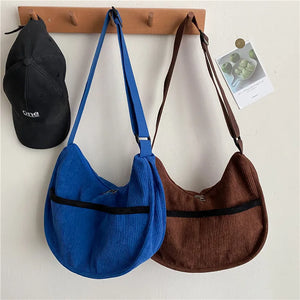 Corduroy Shoulder Bag Vintage Shopping Bags Girls Bookbag Handbags Tote