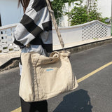 Women's Corduroy Shoulder Bag Large Capacity Crossbody Striped All-match