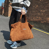 Women's Corduroy Shoulder Bag Large Capacity Crossbody Striped All-match