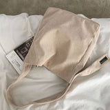 Corduroy Shoulder Bag for Women Solid Eco Shopping Orangnizer Large Totes