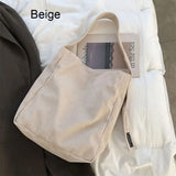 Corduroy Shoulder Bag for Women Solid Eco Shopping Orangnizer Large Totes